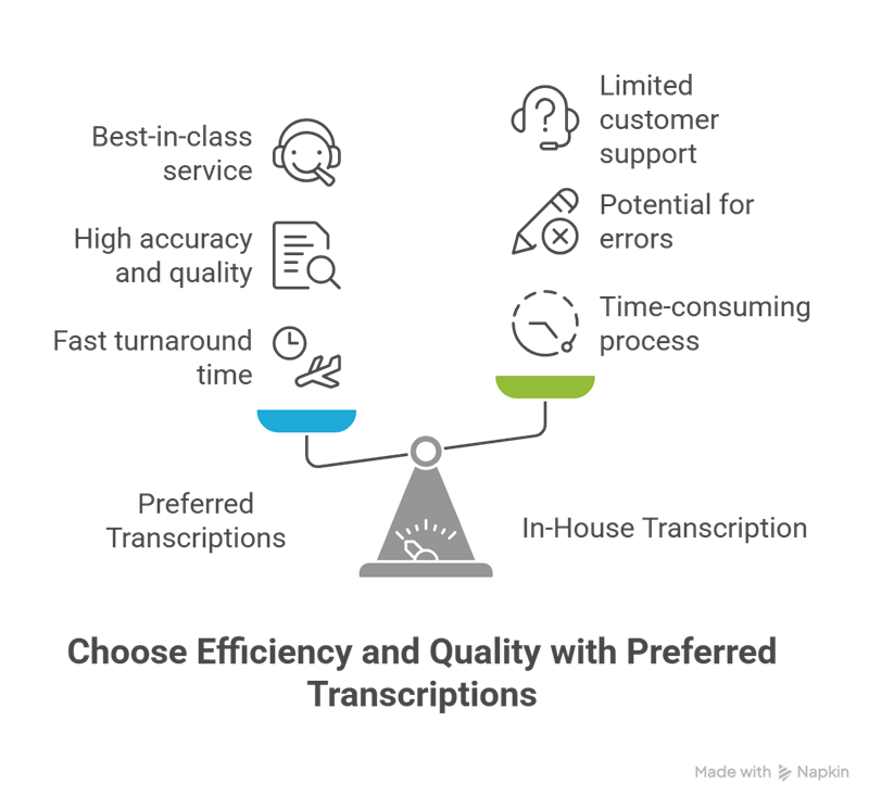 Comparison scale of choosing Preferred Transcriptions over in-house-DIY transcriptions